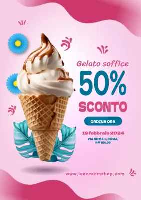 Promozione del gelato moderno rosa e rosso