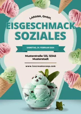 Grün und rosa minimalistische Eröffnung Eisdiele Einladung