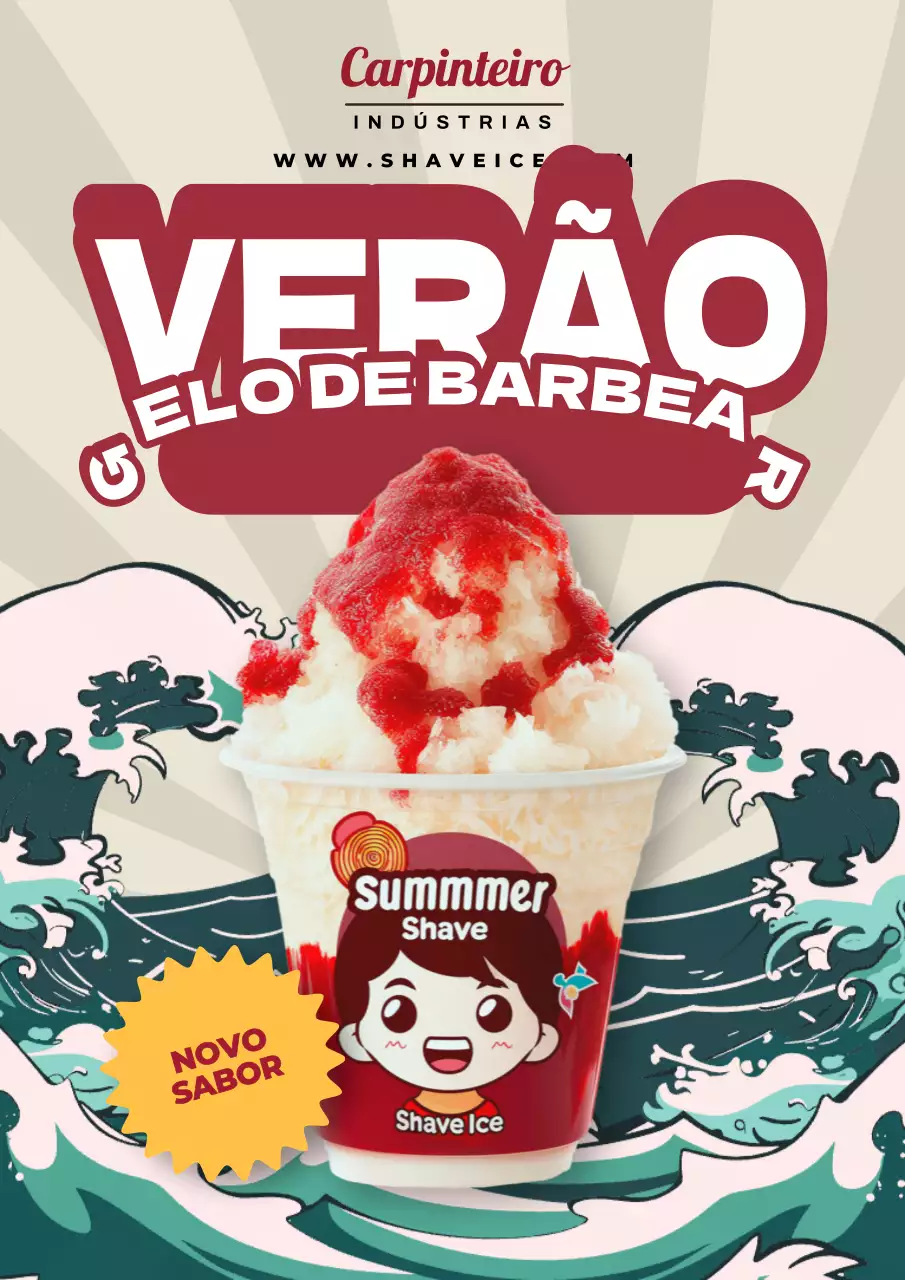 marfim e vermelho verão básico shave ice cream Promoção