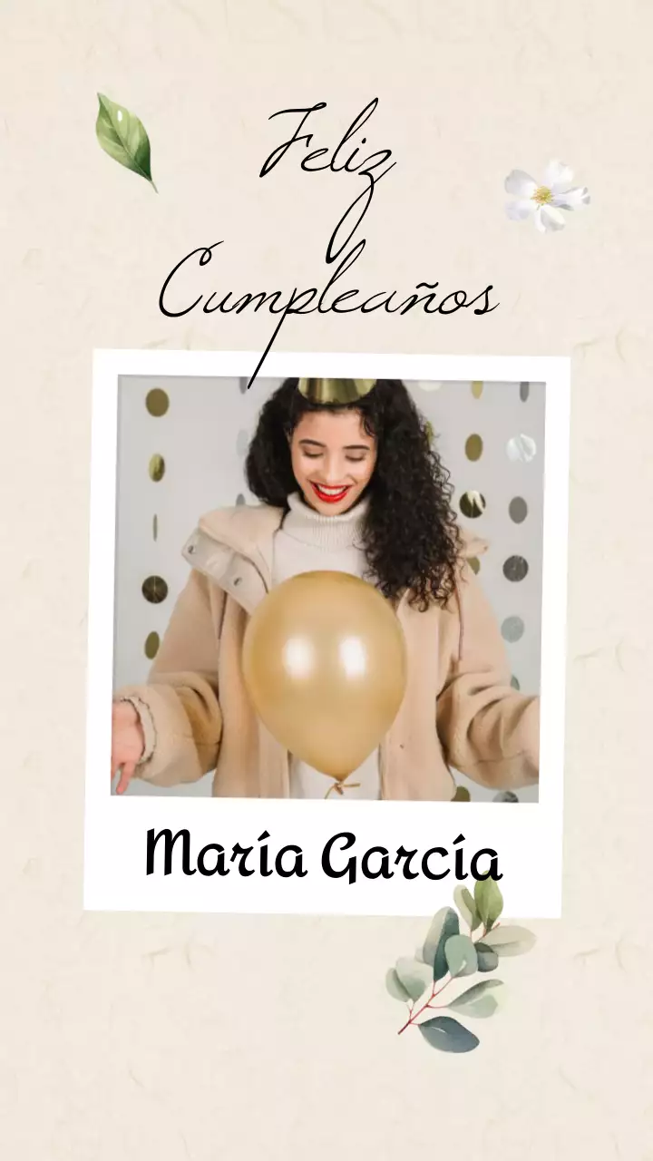 Felicitación de cumpleaños minimalista beige