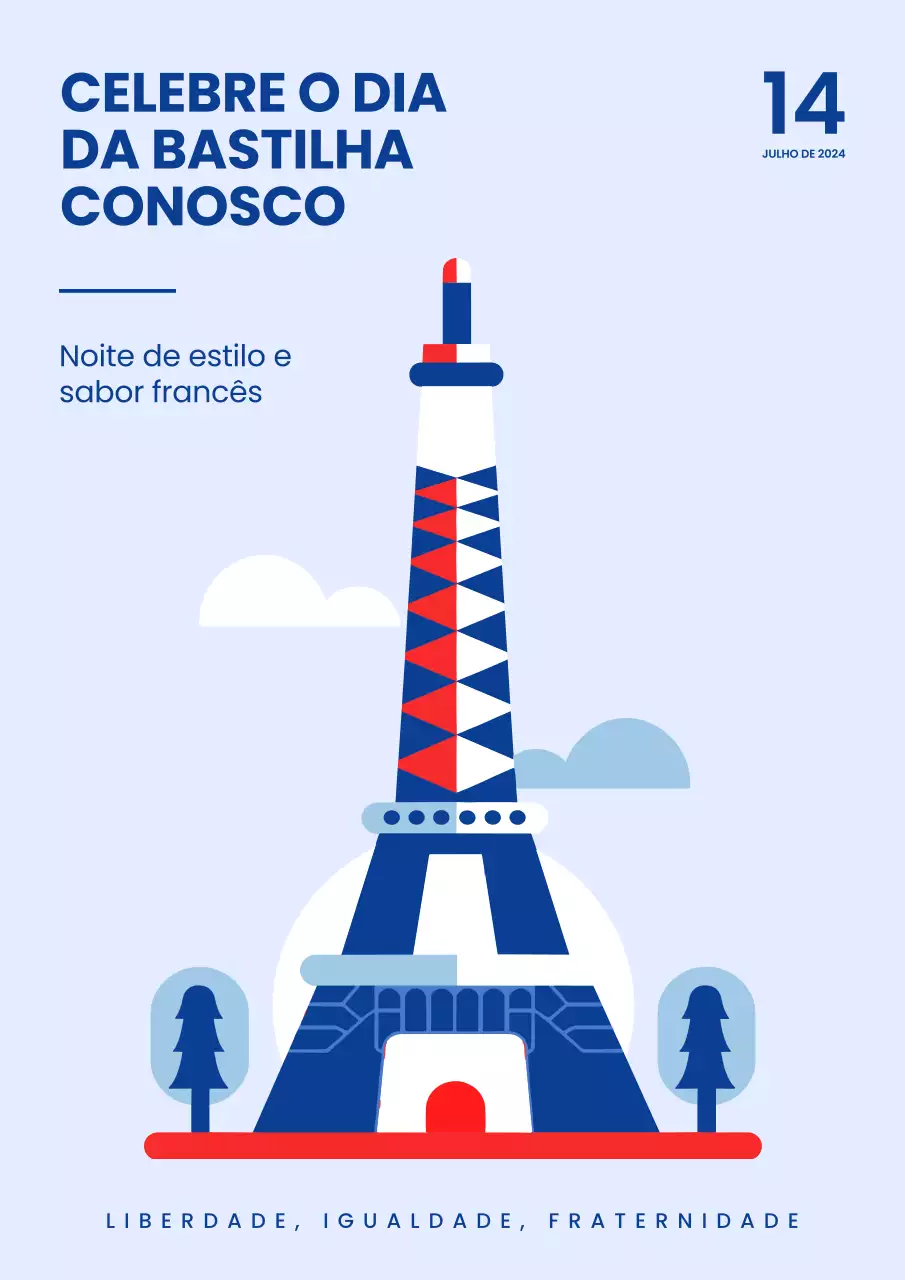 Promoção Blue Modern Celebrate Bastille Day