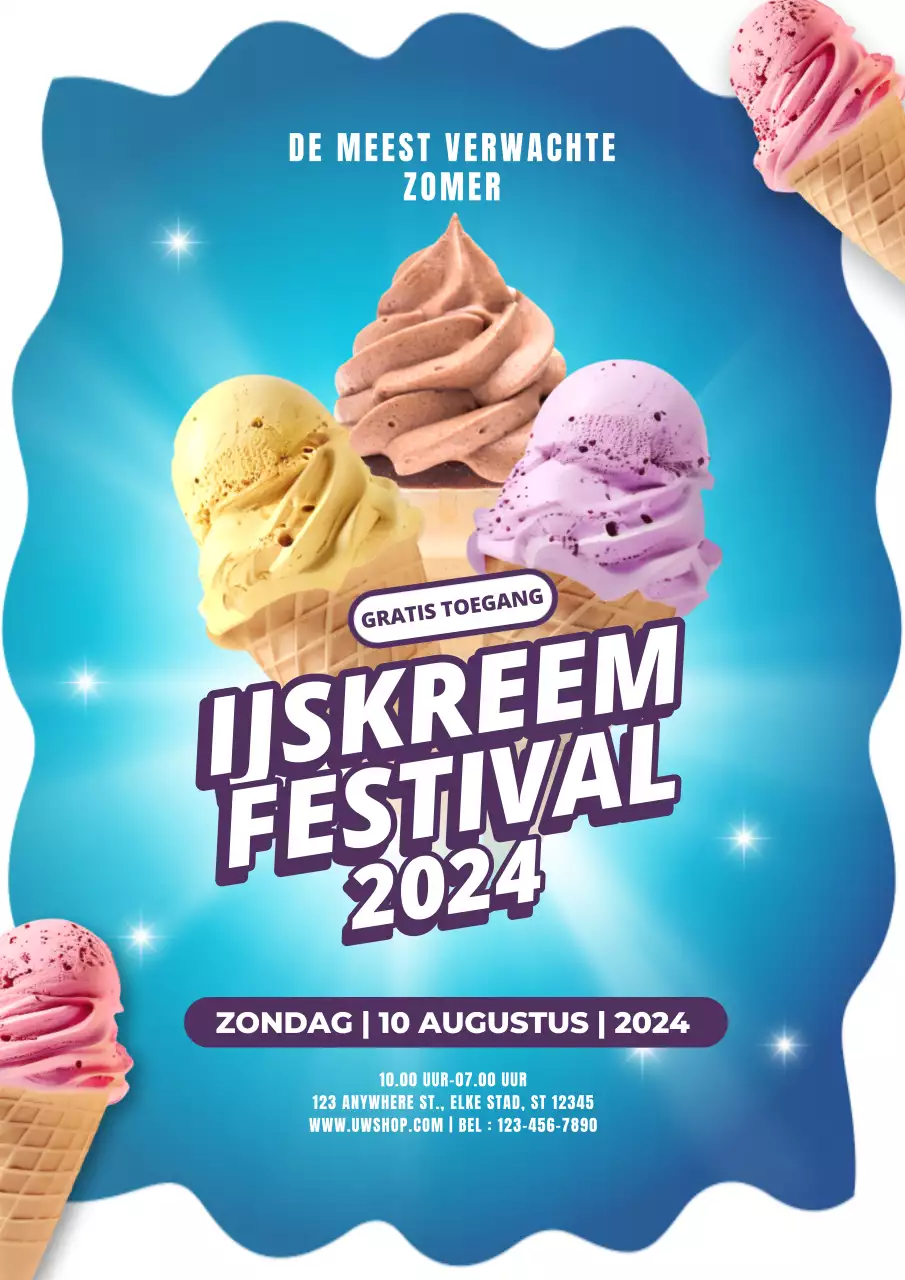 Uitnodiging blauw-wit ijsfeest