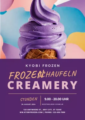 lila und orange elegante Eisdiele Einladung