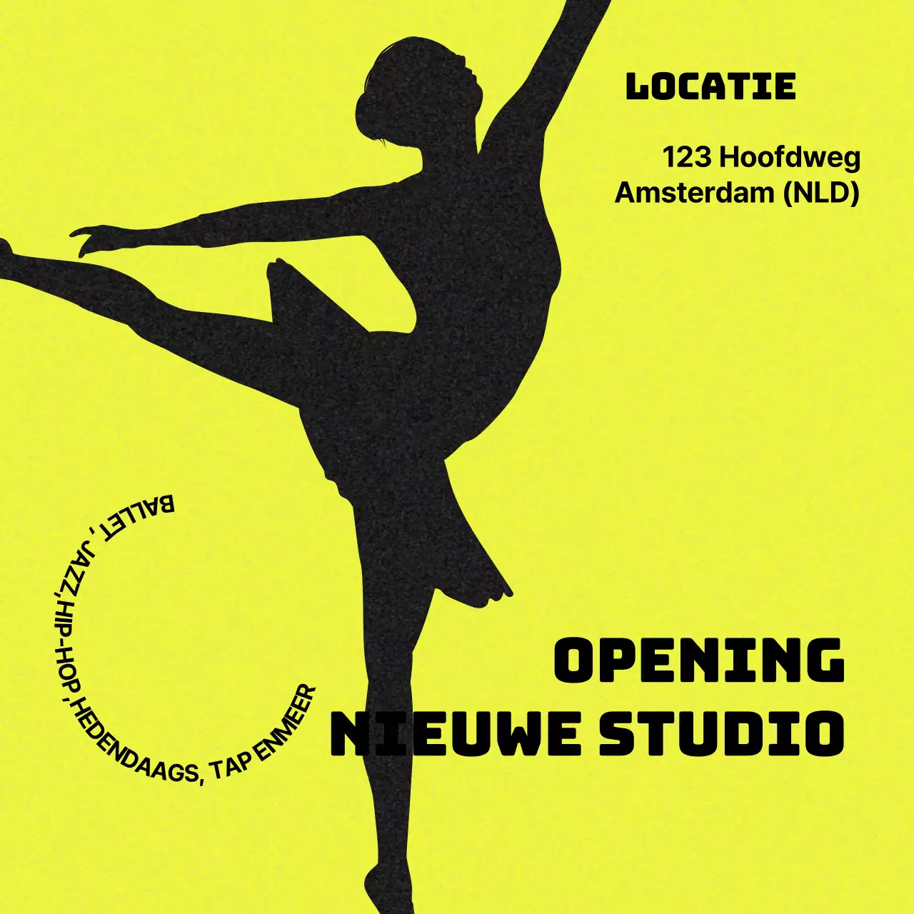 Geel en Zwart New Studio Opening Promotie