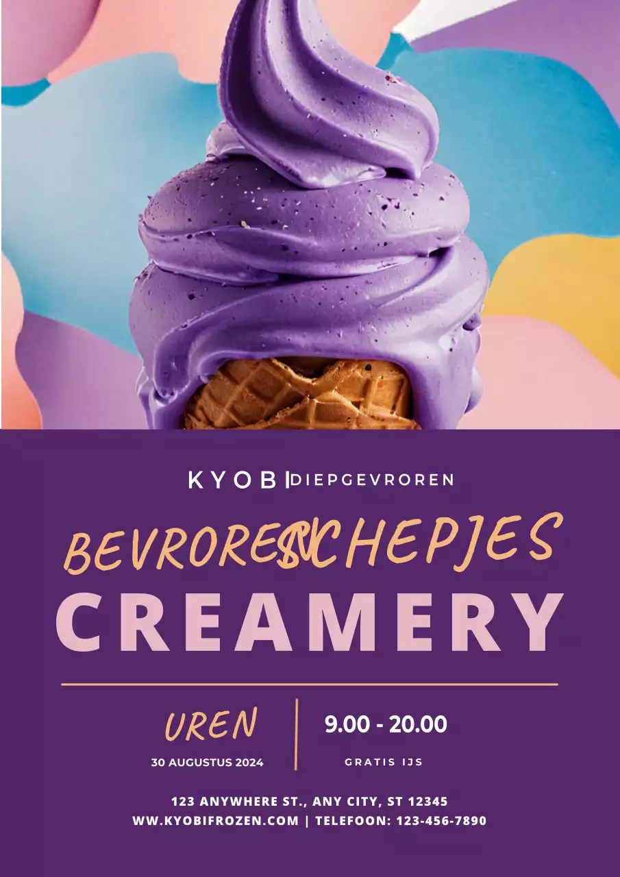 paars en oranje elegante ijssalon uitnodiging