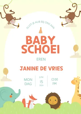 Gele Schattige Baby Shower Uitnodiging