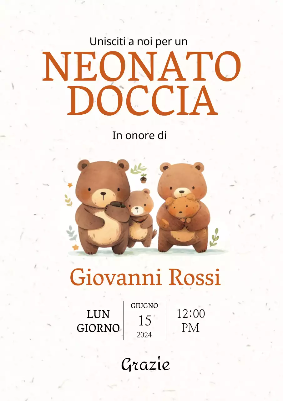 Invito semplice marrone per baby shower