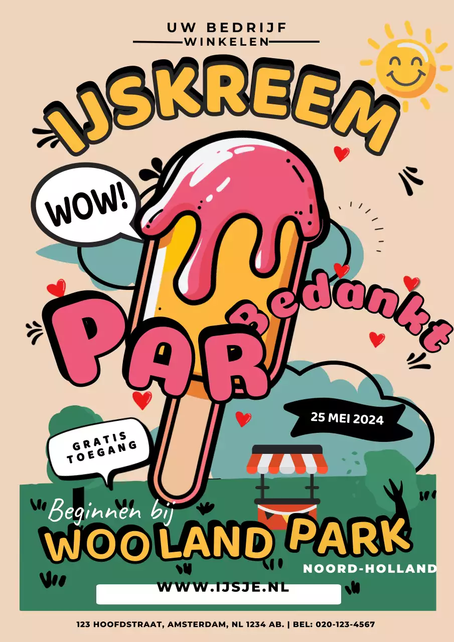 geel en rood Retro Uitnodiging IJsfeest