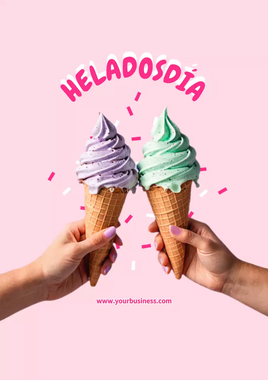 Volante de helado minimalista rosa y rosa picante