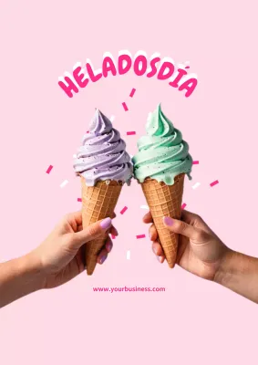 Volante de helado minimalista rosa y rosa picante