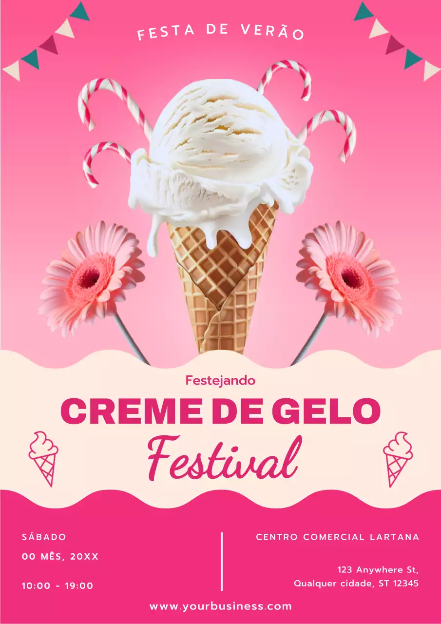 Anúncio do Pink Modern Ice Cream Festival