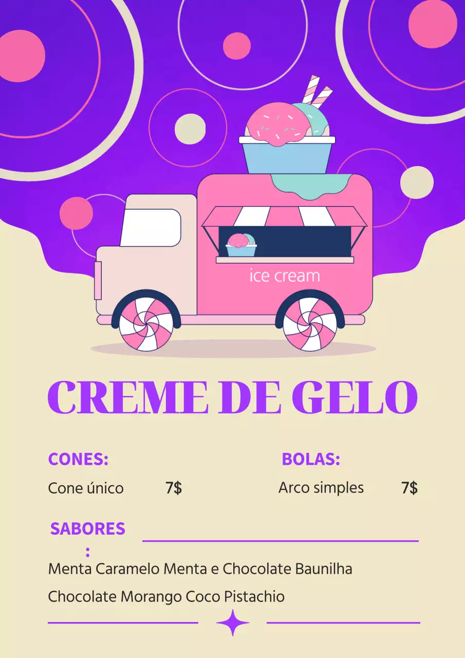 Promoção de gelado simples roxo e bege