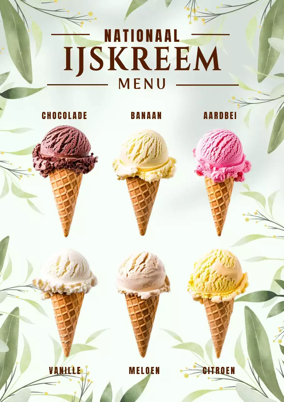 Groene Khaki Olijf IJs Menu Cafe Restaurant