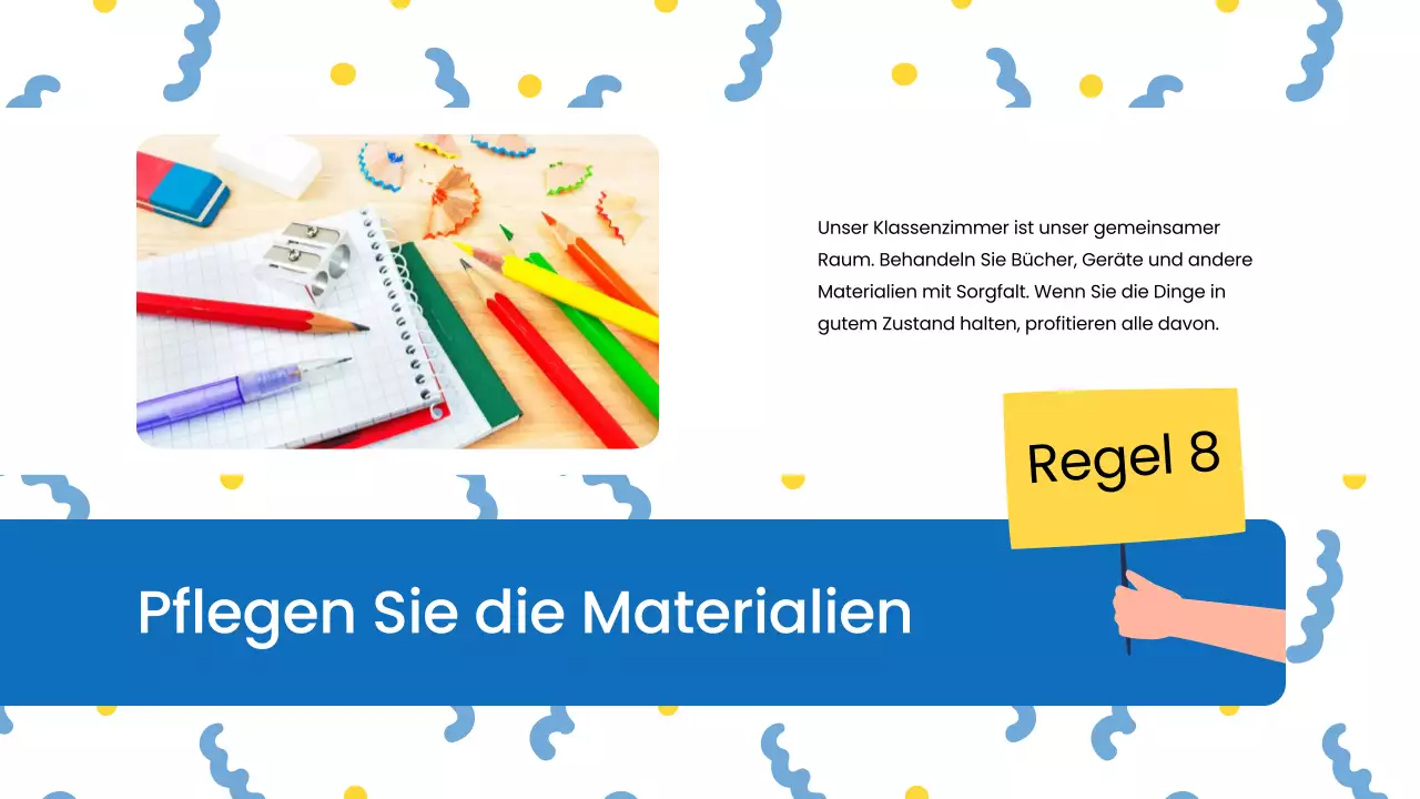 Blaue Moderne Klassenzimmerregeln Unterrichtsmaterial