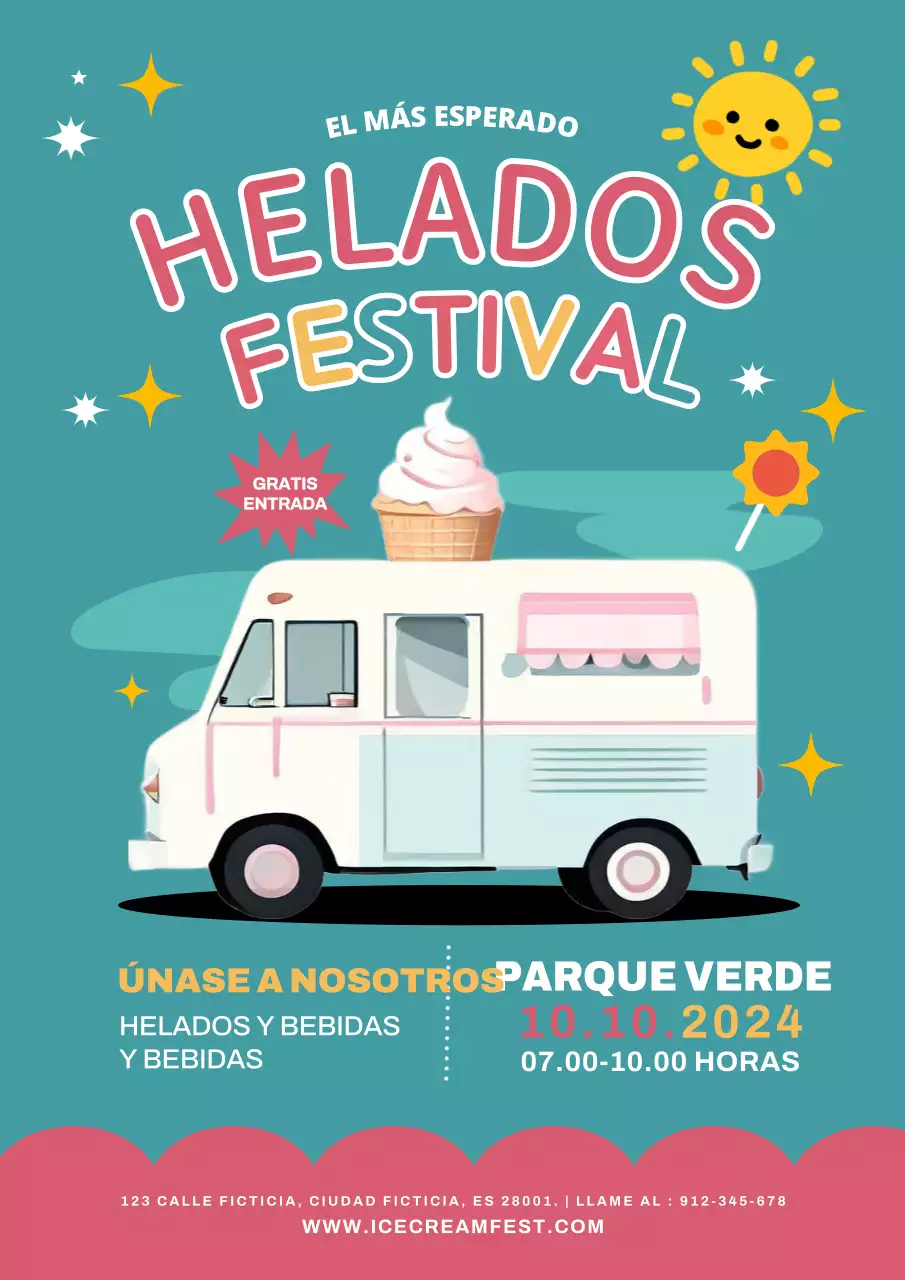 invitación moderna a la fiesta del helado en rosa y verde