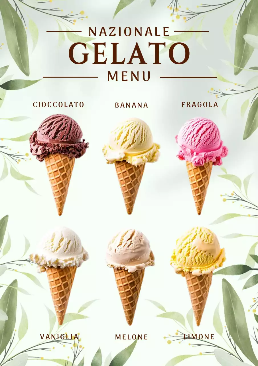 Verde oliva cachi Menu gelato Caffè ristorante