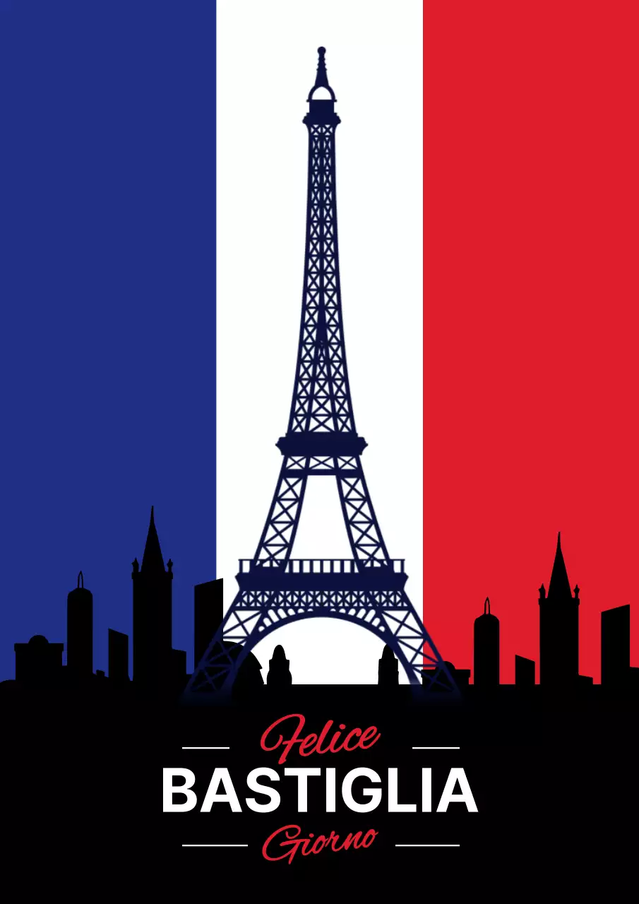 Volantino semplice blu e rosso per la Festa della Bastiglia