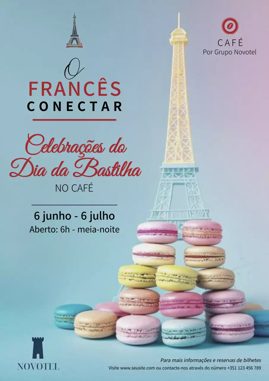 Folheto de celebração do Dia da Bastilha em azul-celeste simples