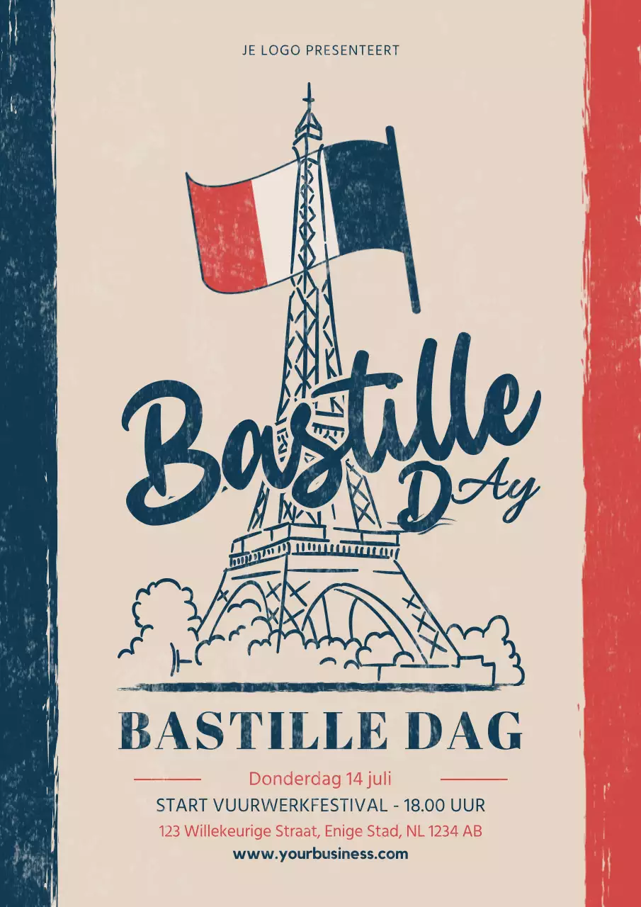 Beige Retro Bastille Day Advertentie