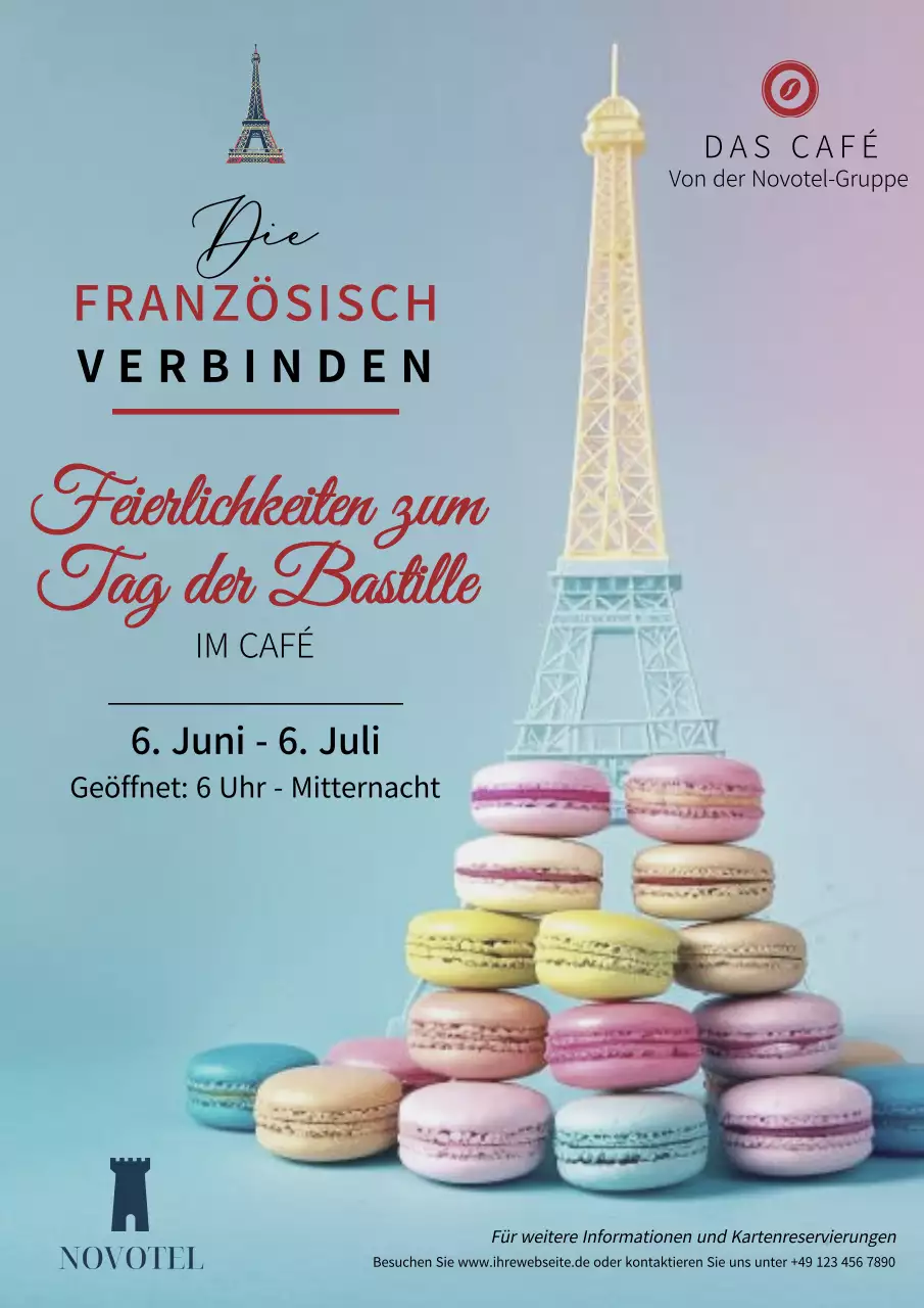 Himmelblau Einfacher Flyer für die Bastille Day-Feier
