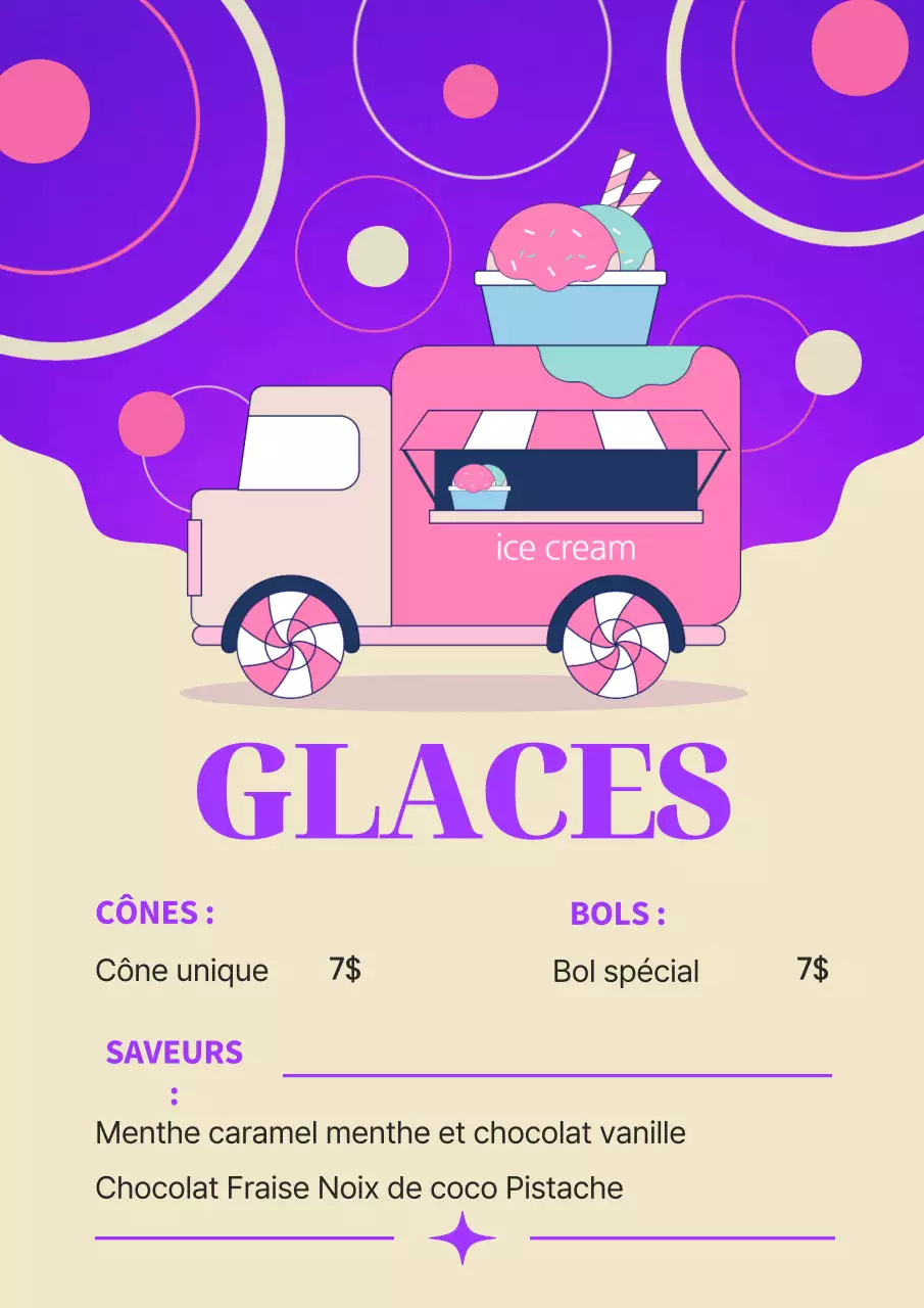Promotion de la crème glacée simple en violet et beige