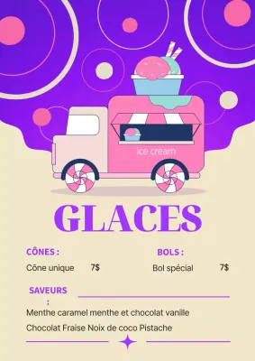 Promotion de la crème glacée simple en violet et beige
