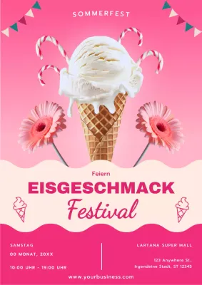 Pink Modern Ice Cream Festival Werbung