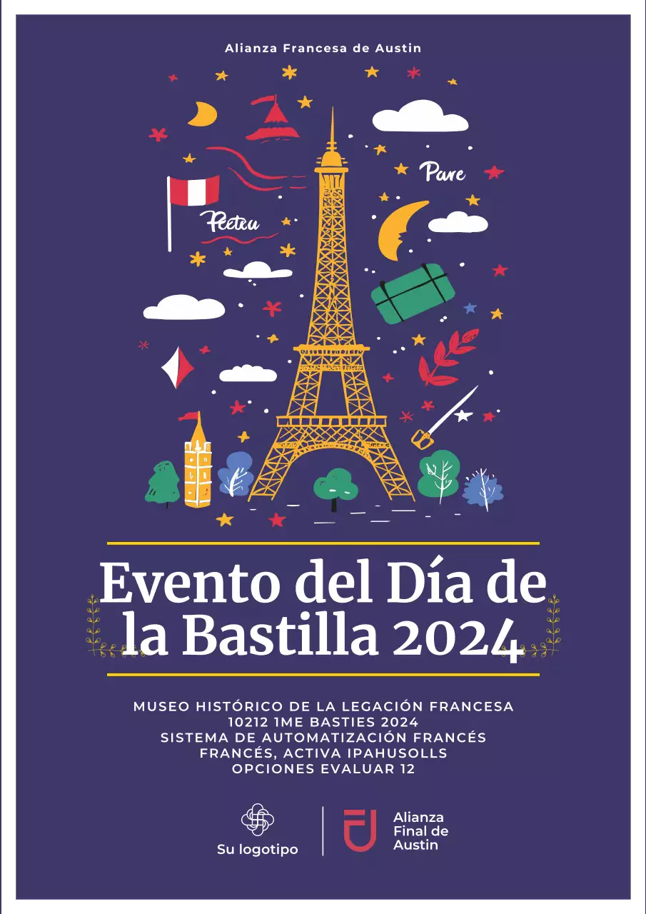 Volante sencillo azul marino para el Día de la Bastilla