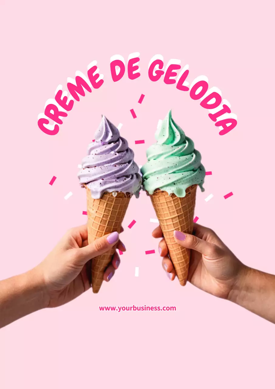 Panfleto de gelado minimalista cor-de-rosa e rosa choque