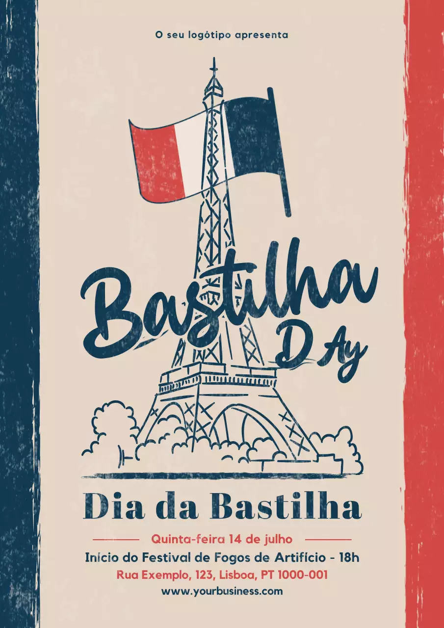 Anúncio Bege Retro Dia da Bastilha