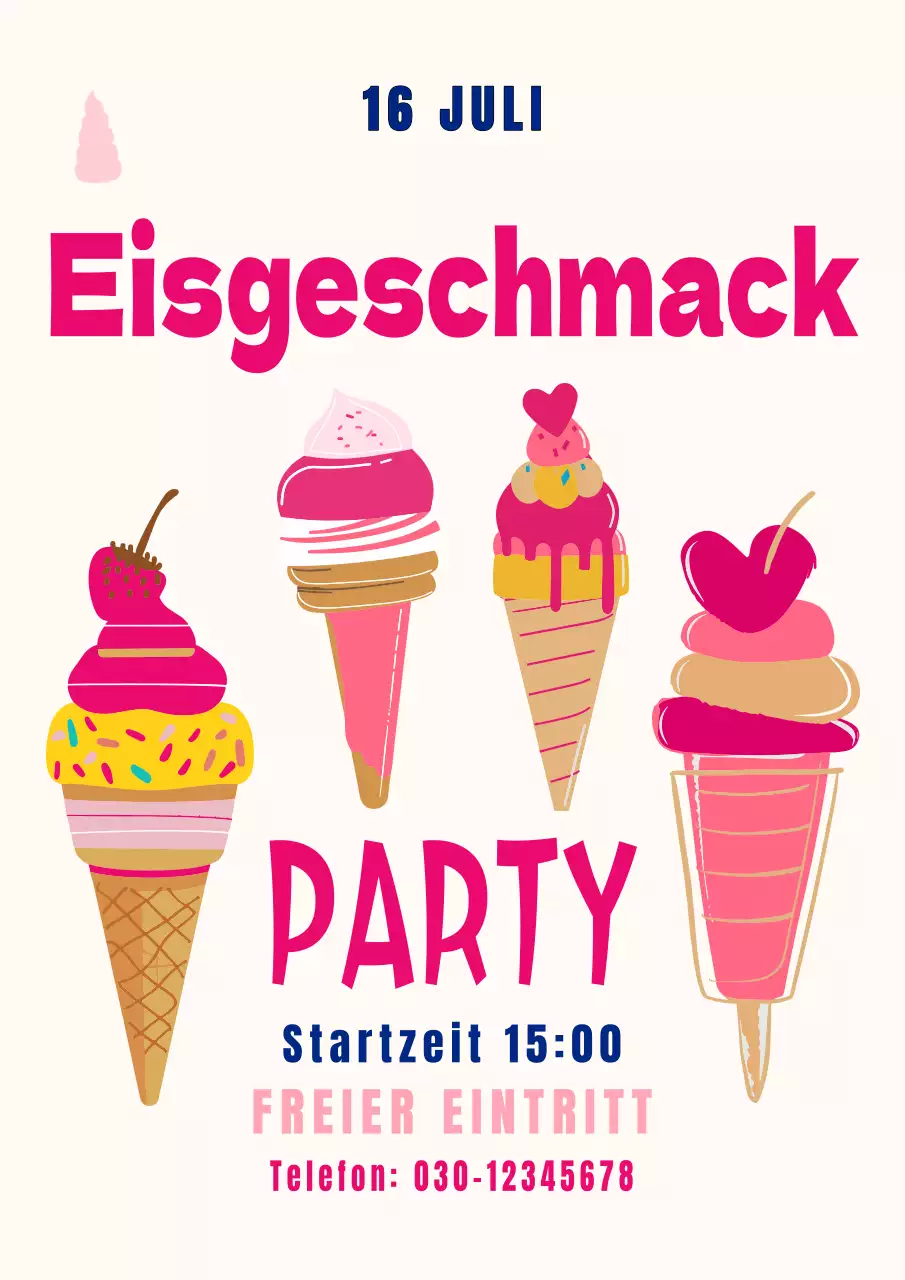 Weiß Rosa Grün Eiscreme Party Einladung Event