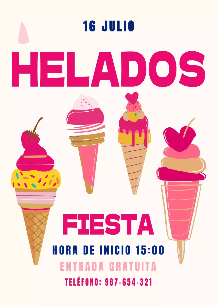 Blanco Rosa Verde Helado Fiesta Invitación Evento