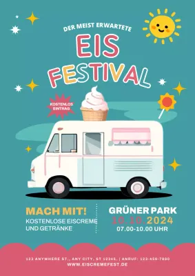 rosa und grün moderne eisfest einladung