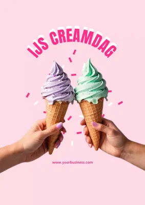 Roze en Hot Pink Minimal ijs flyer