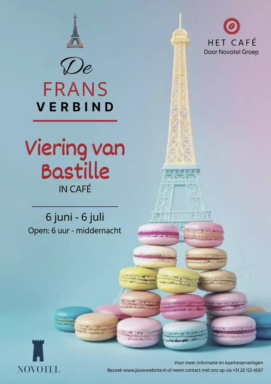 Hemelsblauwe eenvoudige flyer voor de viering van Bastille Day