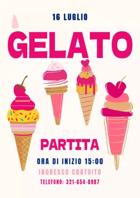 Bianco Rosa Verde Gelato Festa Invito Evento