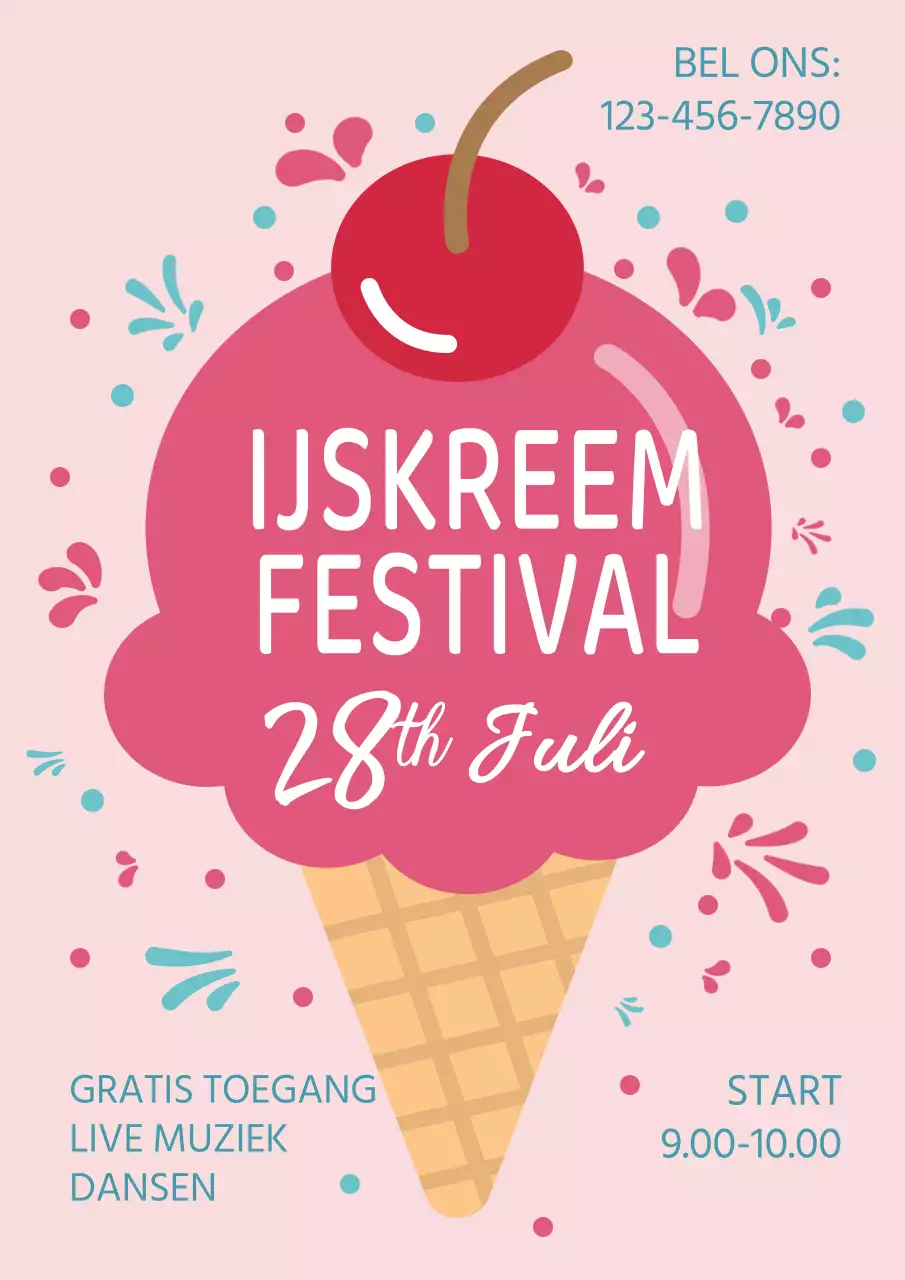 rood en roze eenvoudige ijsfeestuitnodiging