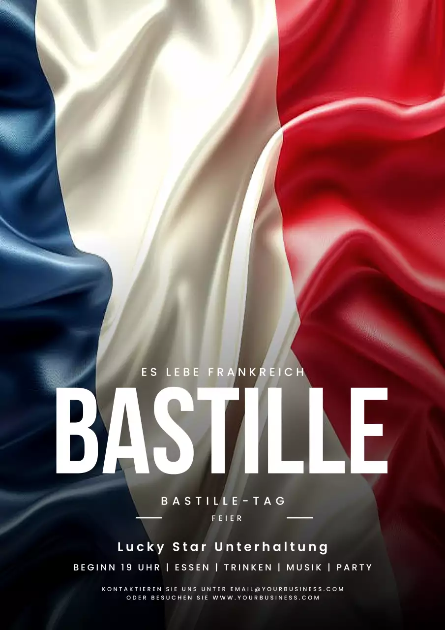 Rot und Blau Sauberer Flyer für die Bastille Day Feier