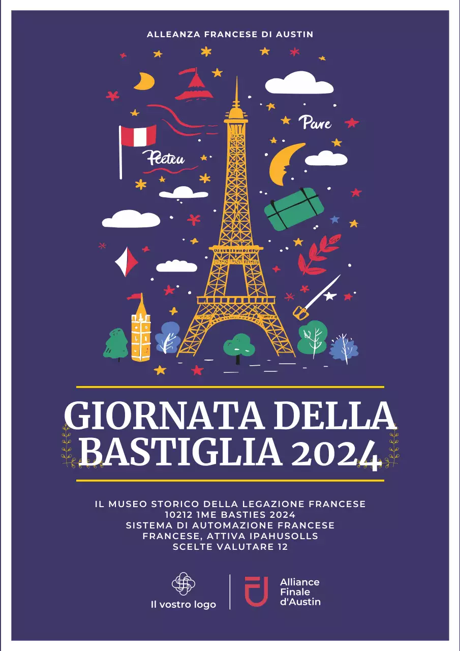 Volantino semplice per la Giornata della Bastiglia in blu navy