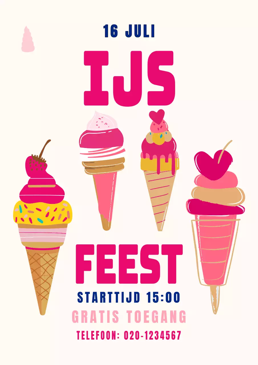 Wit Roze Groen Ijsfeest Uitnodiging Evenement