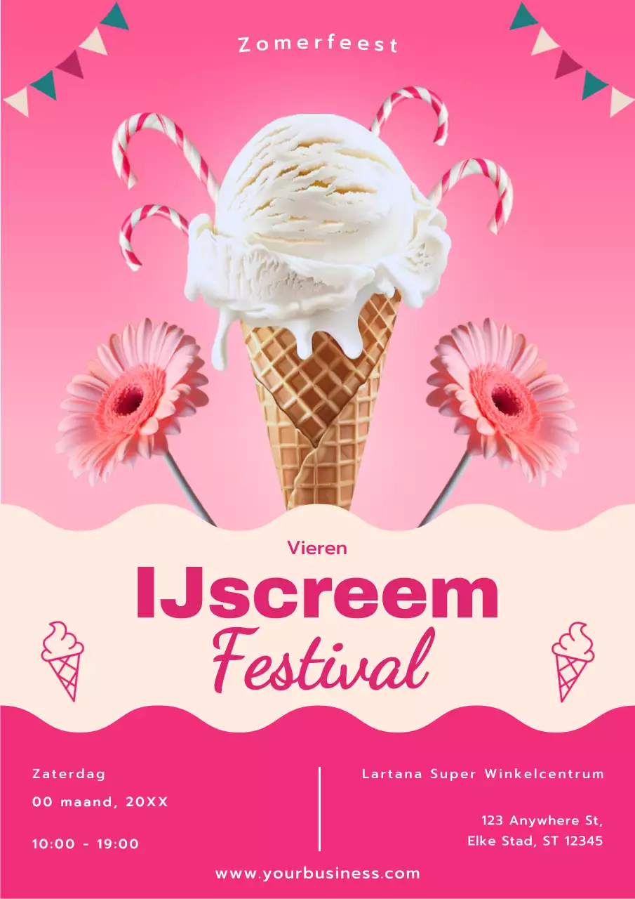 Advertentie Pink Modern Ice Cream Festival
