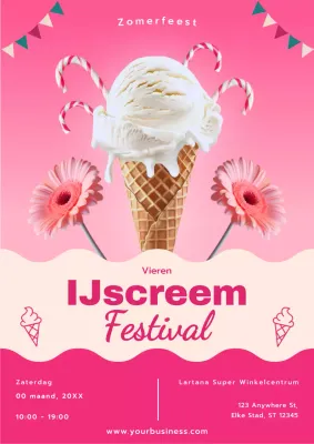 Advertentie Pink Modern Ice Cream Festival