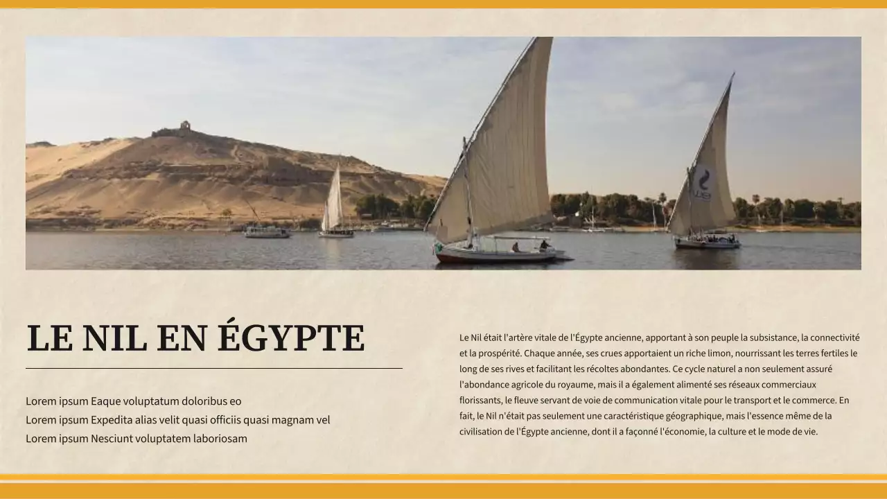 Matériel de classe pour l'histoire de l'Égypte ancienne simple et jaune