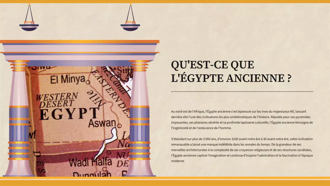 Matériel de classe pour l'histoire de l'Égypte ancienne simple et jaune