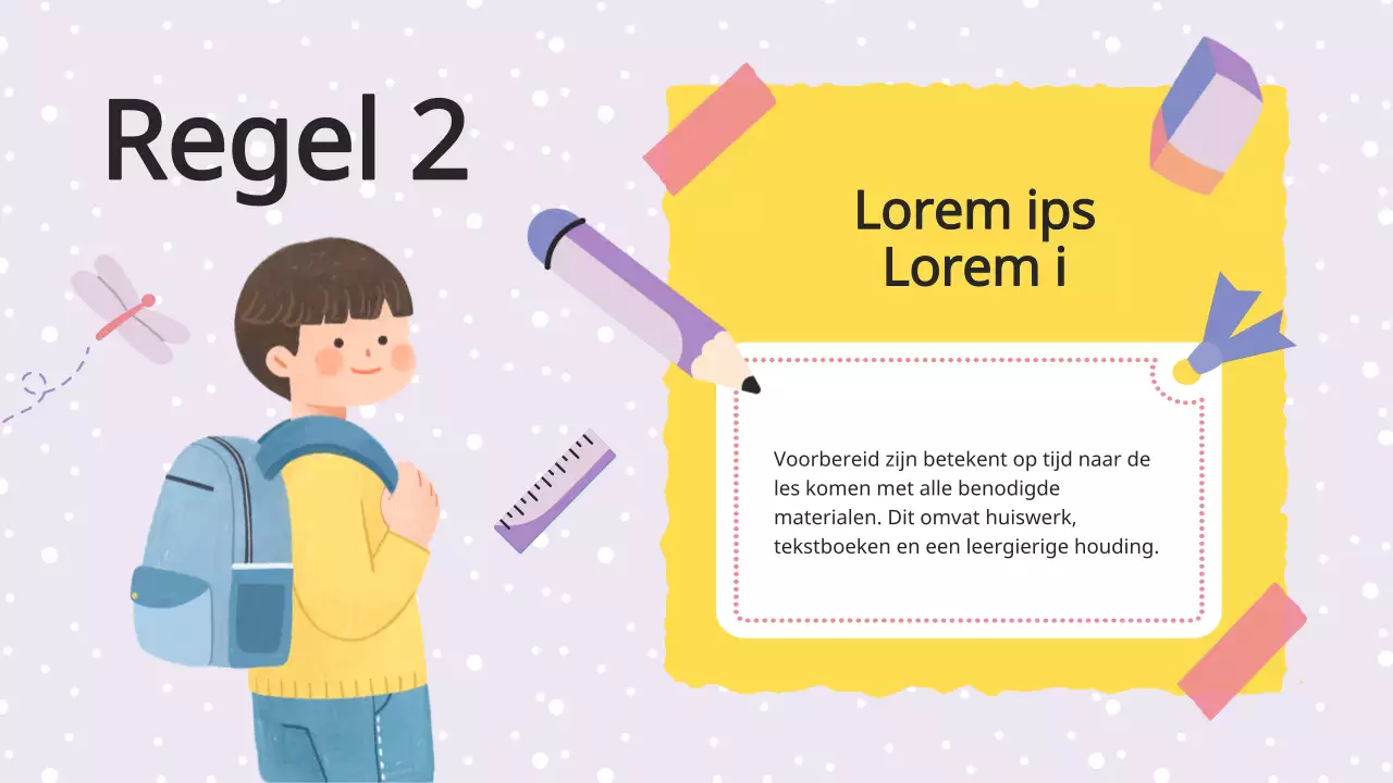 Purple Lilac Animatie Klasregels Lesmateriaal