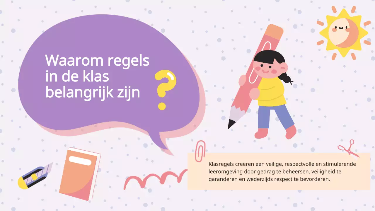 Purple Lilac Animatie Klasregels Lesmateriaal