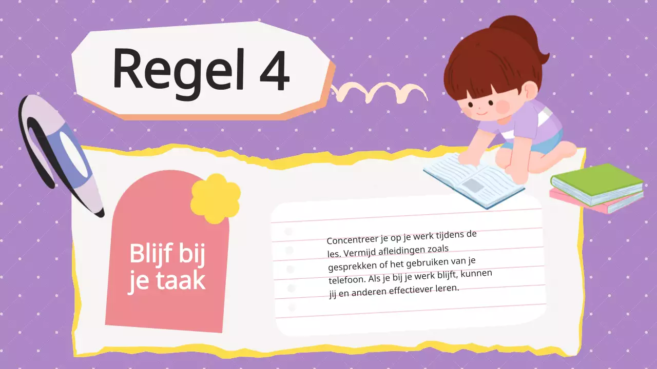 Purple Lilac Animatie Klasregels Lesmateriaal