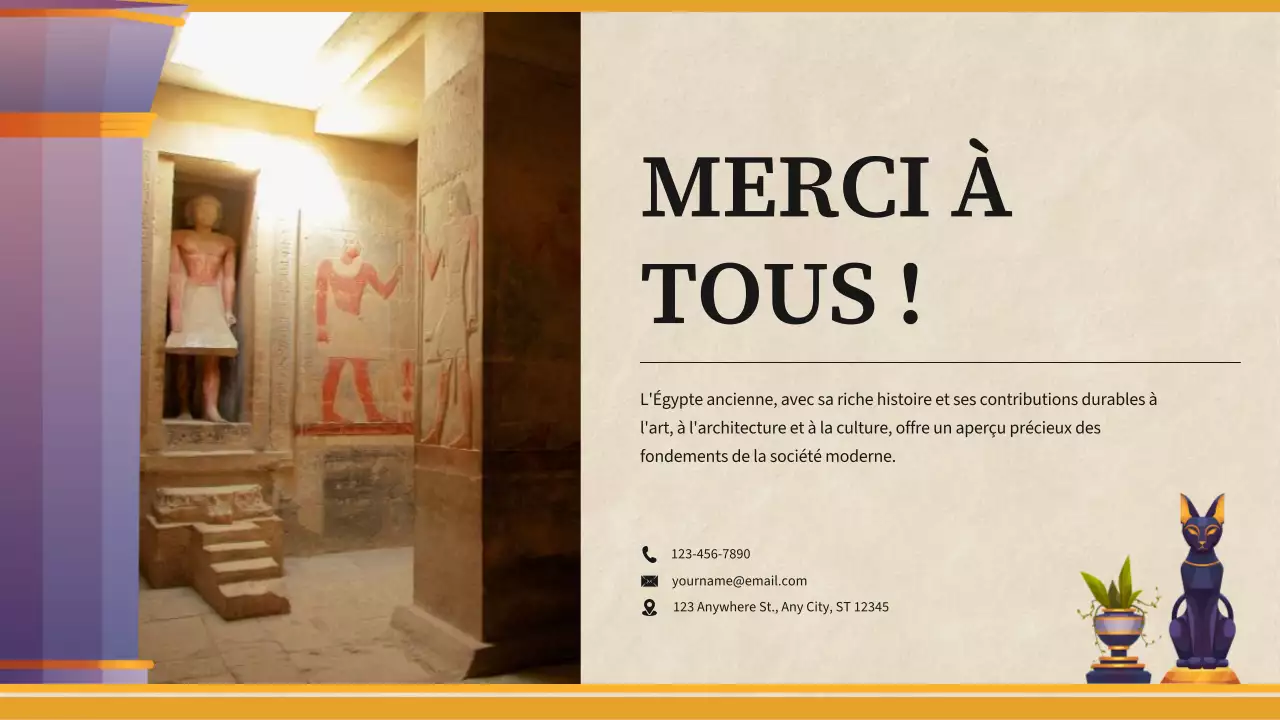 Matériel de classe pour l'histoire de l'Égypte ancienne simple et jaune