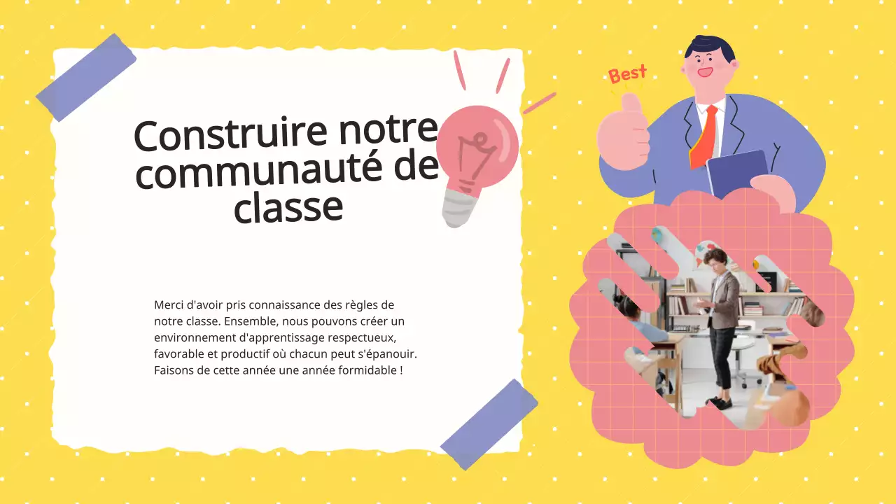 Animation lilas violet Règlement de la classe Matériel de classe