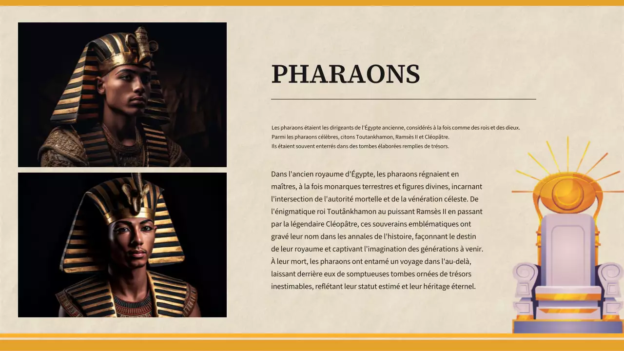 Matériel de classe pour l'histoire de l'Égypte ancienne simple et jaune